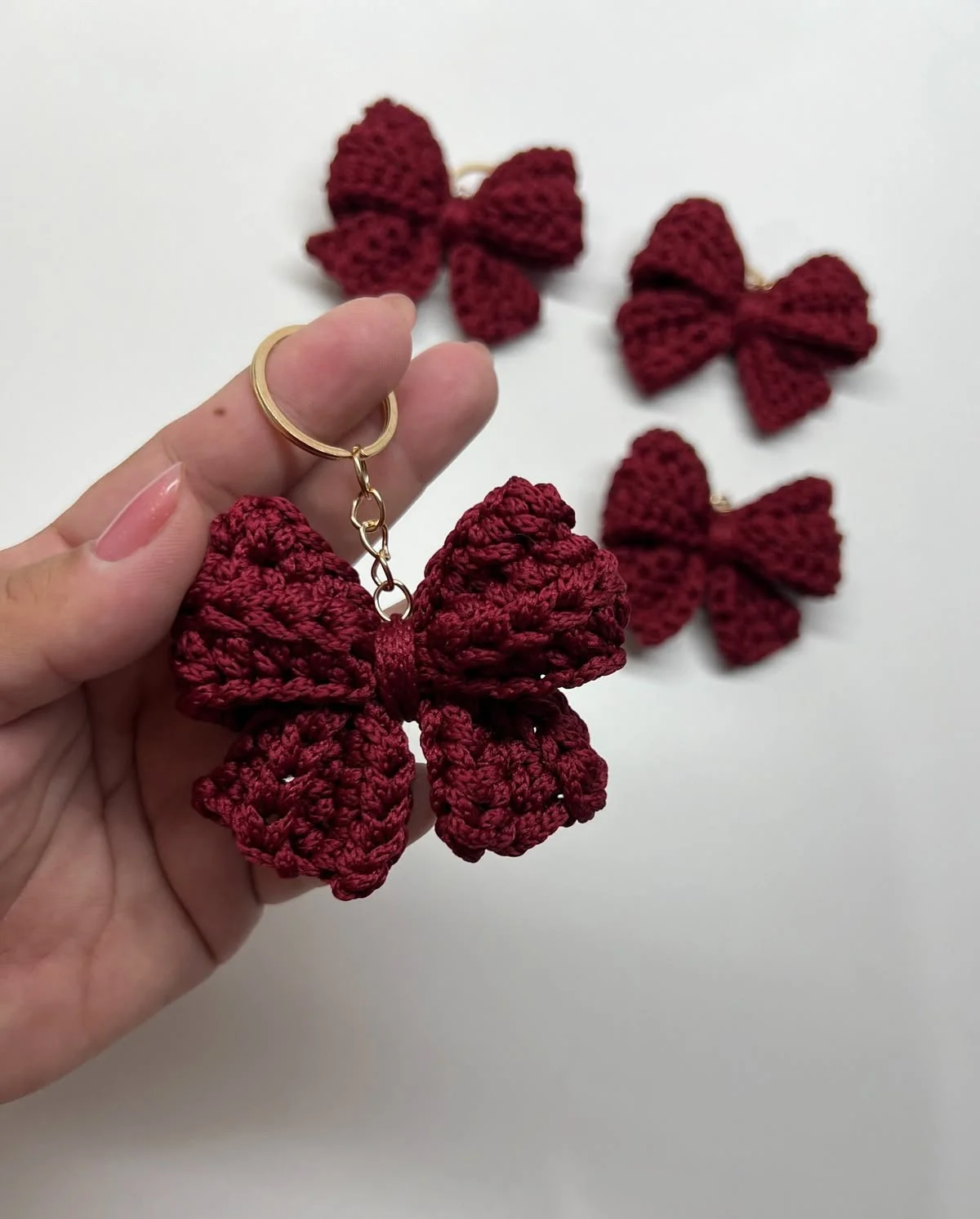 Crochet Bow Key Charm